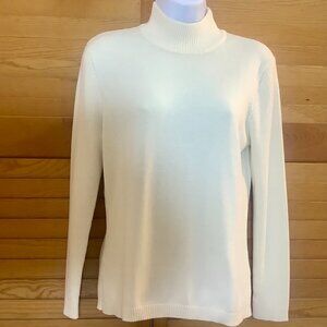 Turtleneck Sweater Ribbed Long Sleeve Petite Large  White Worthington